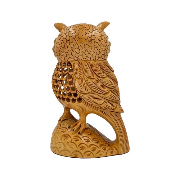 Wooden Handmade Carved Owl Statue (6inch) - Picture 3 of 4